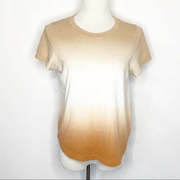 Madewell Dip Dye Brick Orange & Cream Ombré Tee (M) - Picture 3 of 7